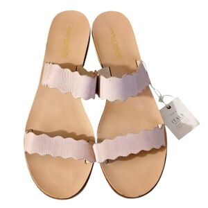 NEW Sophia Milano Scalloped Pink Leather Sandals Womens Wedge Sandals Size 9